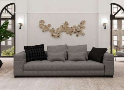 Graues Sofa Dreisitzer Wohnzimmer Sitzmöbel Holzgestell Sofakollektion